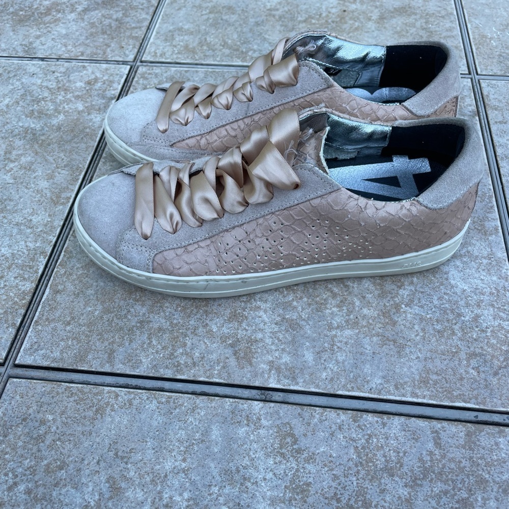 P448 John Pink Python Snakeskin Print Sneakers - image 8